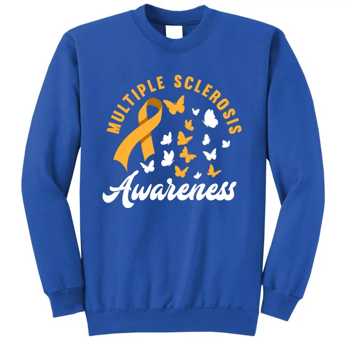 Ms Warrior Butterfly Ms Multiple Sclerosis Awareness Great Gift Tall Sweatshirt