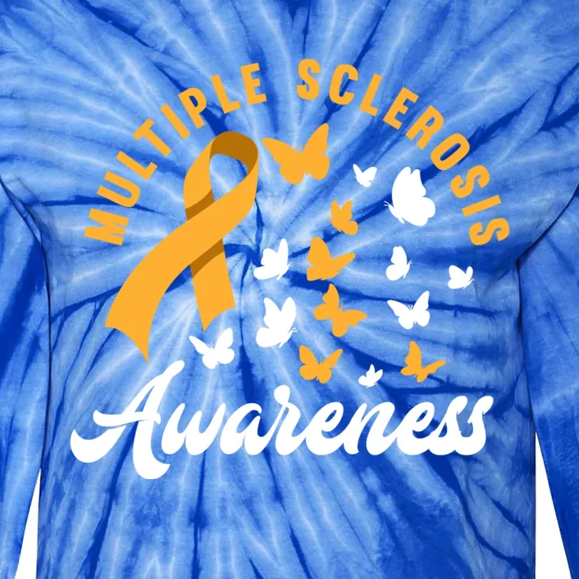 Ms Warrior Butterfly Ms Multiple Sclerosis Awareness Great Gift Tie-Dye Long Sleeve Shirt