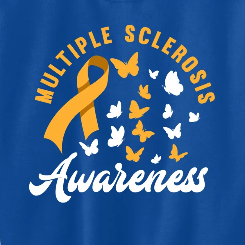 Ms Warrior Butterfly Ms Multiple Sclerosis Awareness Great Gift Kids Sweatshirt