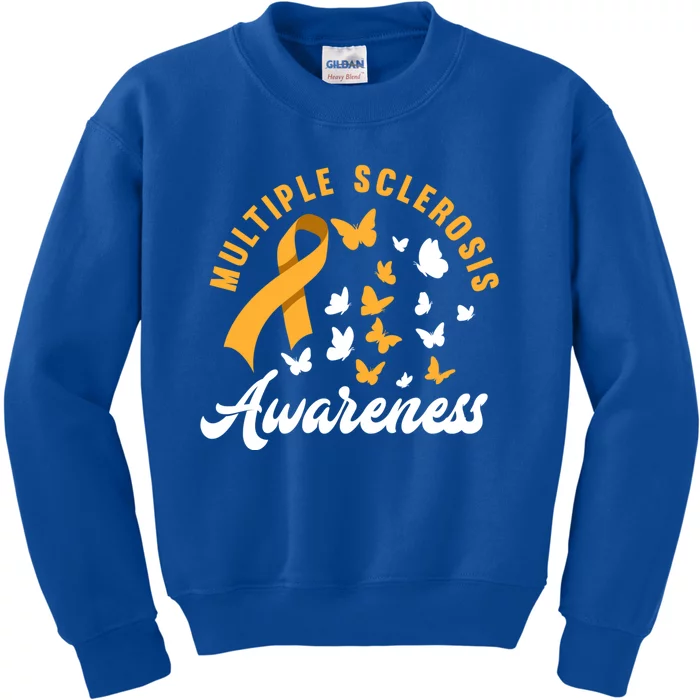 Ms Warrior Butterfly Ms Multiple Sclerosis Awareness Great Gift Kids Sweatshirt