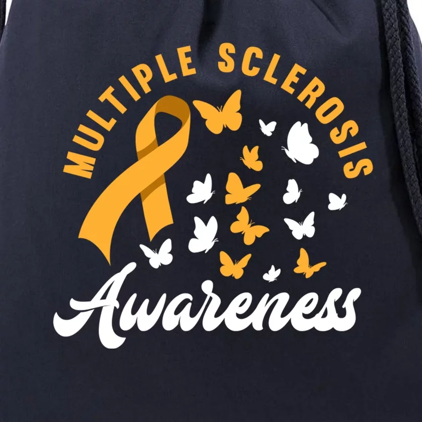 Ms Warrior Butterfly Ms Multiple Sclerosis Awareness Great Gift Drawstring Bag