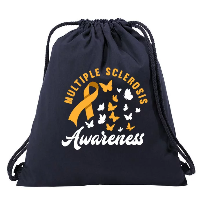 Ms Warrior Butterfly Ms Multiple Sclerosis Awareness Great Gift Drawstring Bag