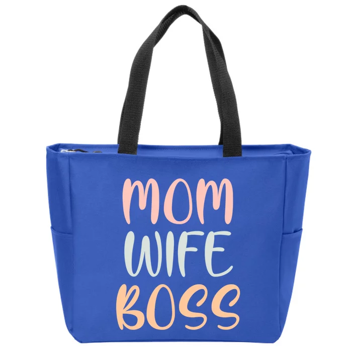 Mom Wife Boss Funny Mom Joke Quote Humor Mother's Day Gift Zip Tote Bag