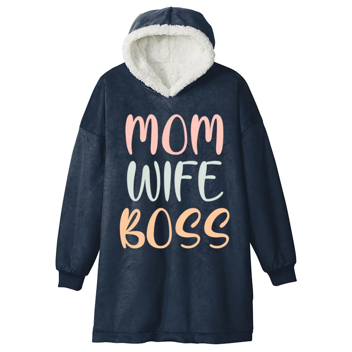 Mom Wife Boss Funny Mom Joke Quote Humor Mother's Day Gift Hooded Wearable Blanket