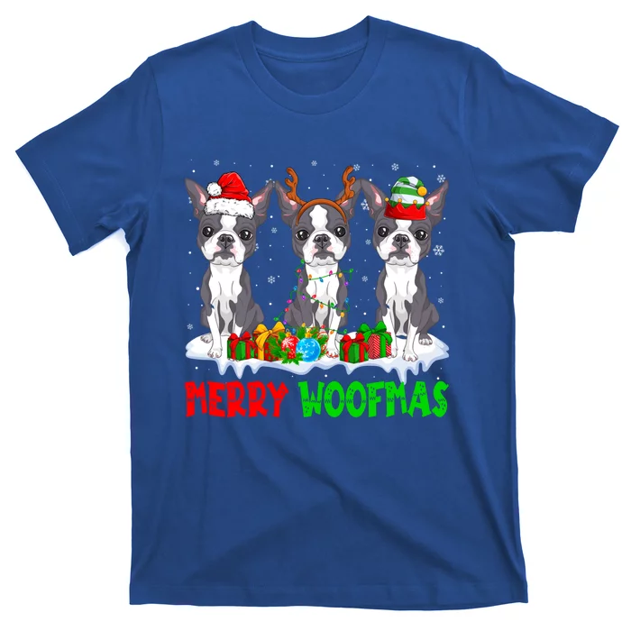 Merry Woofmas Boston Terrier Dog Lover Christmas Pajama Great Gift T-Shirt