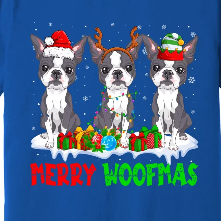 Merry Woofmas Boston Terrier Dog Lover Christmas Pajama Great Gift Premium T-Shirt