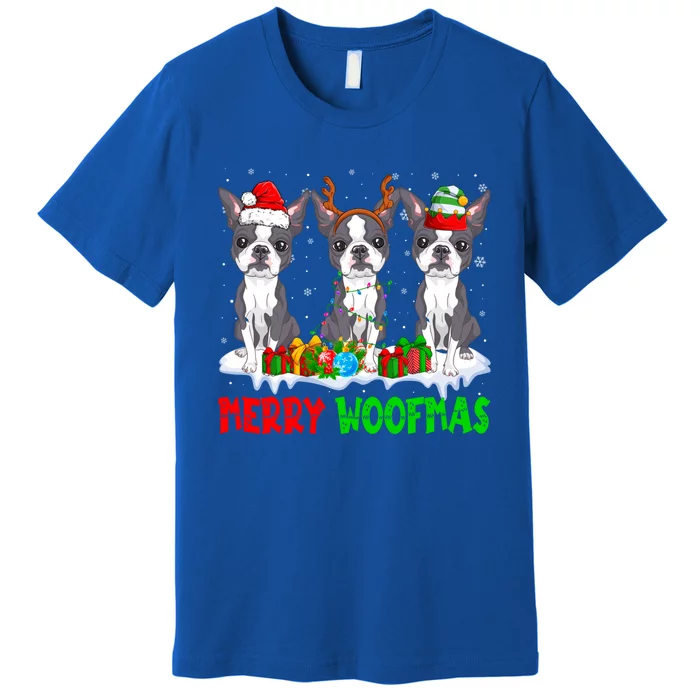 Merry Woofmas Boston Terrier Dog Lover Christmas Pajama Great Gift Premium T-Shirt