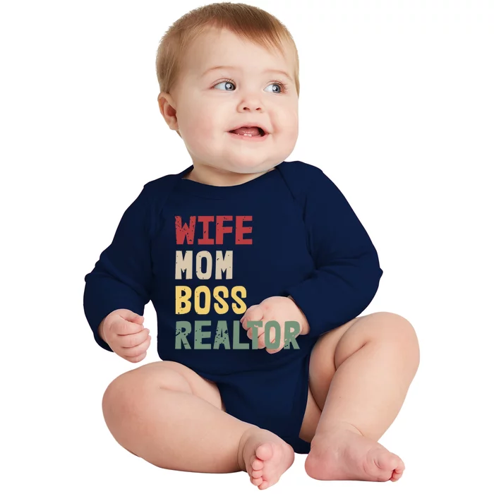 Mom Wife Boss Realtor Cute Mothers Day Gift Baby Long Sleeve Bodysuit