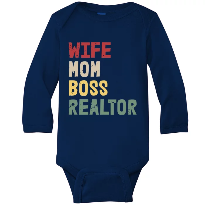 Mom Wife Boss Realtor Cute Mothers Day Gift Baby Long Sleeve Bodysuit