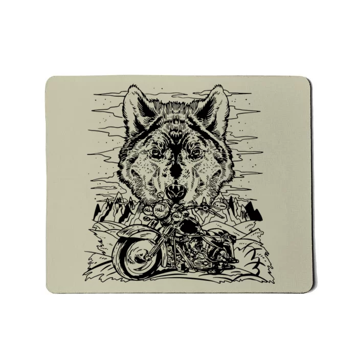 Motorbike Wolf Biker Motorcycle Motorbike Mousepad