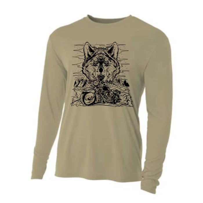 Motorbike Wolf Biker Motorcycle Motorbike Cooling Performance Long Sleeve Crew