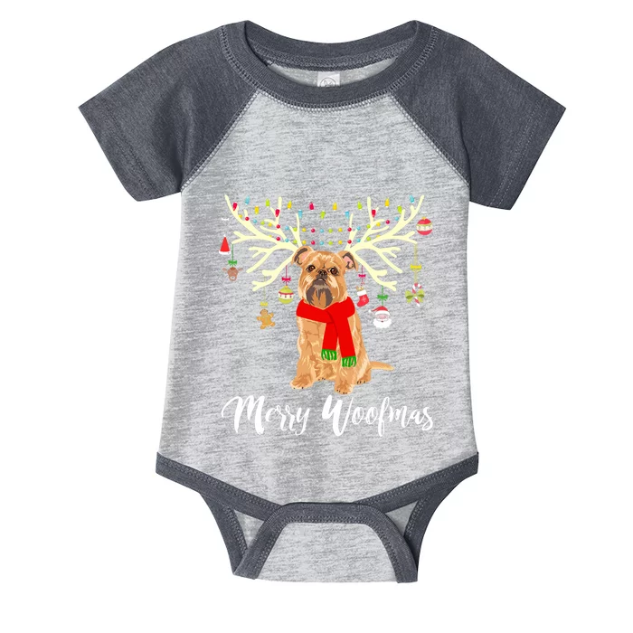 Merry Woofmas Brussels Griffon Reindeer Christmas Dog Infant Baby Jersey Bodysuit