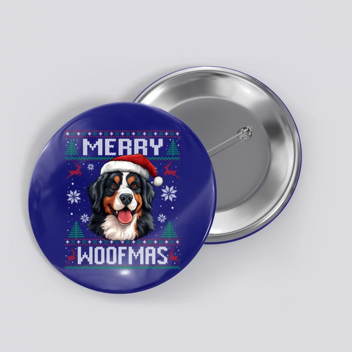 Merry Woofmas Bernese Mountain Dog Christmas Berner Button