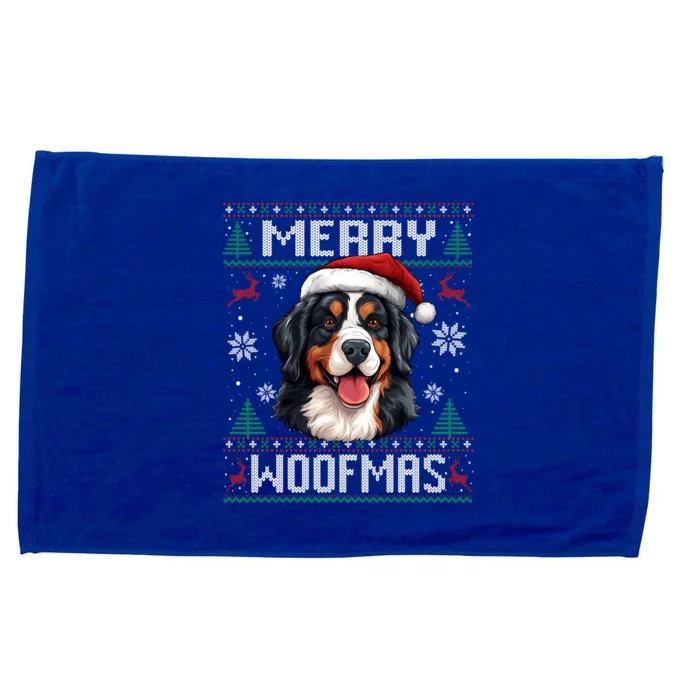 Merry Woofmas Bernese Mountain Dog Christmas Berner Microfiber Hand Towel