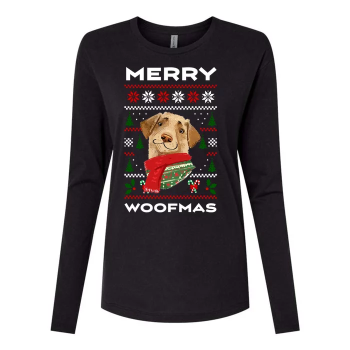 Merry Woofmas Cute Dog Ugly Christmas Womens Cotton Relaxed Long Sleeve T-Shirt