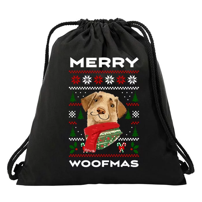 Merry Woofmas Cute Dog Ugly Christmas Drawstring Bag