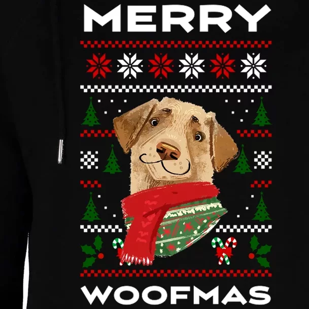 Merry Woofmas Cute Dog Ugly Christmas Womens Funnel Neck Pullover Hood