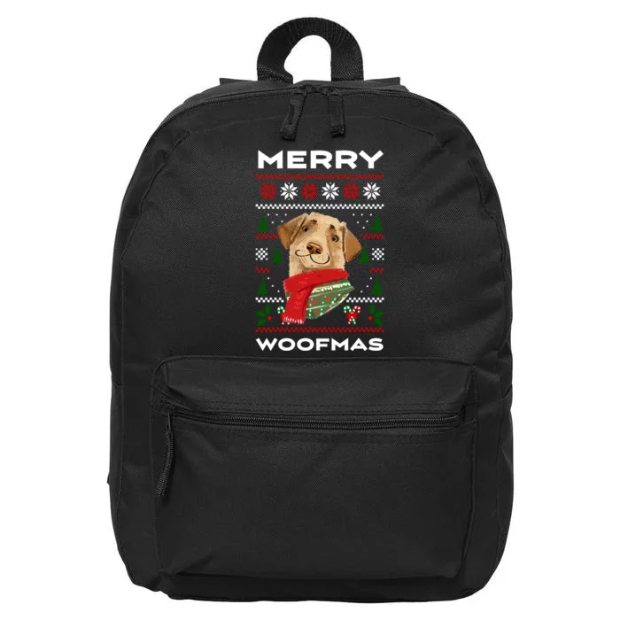 Merry Woofmas Cute Dog Ugly Christmas 16 in Basic Backpack