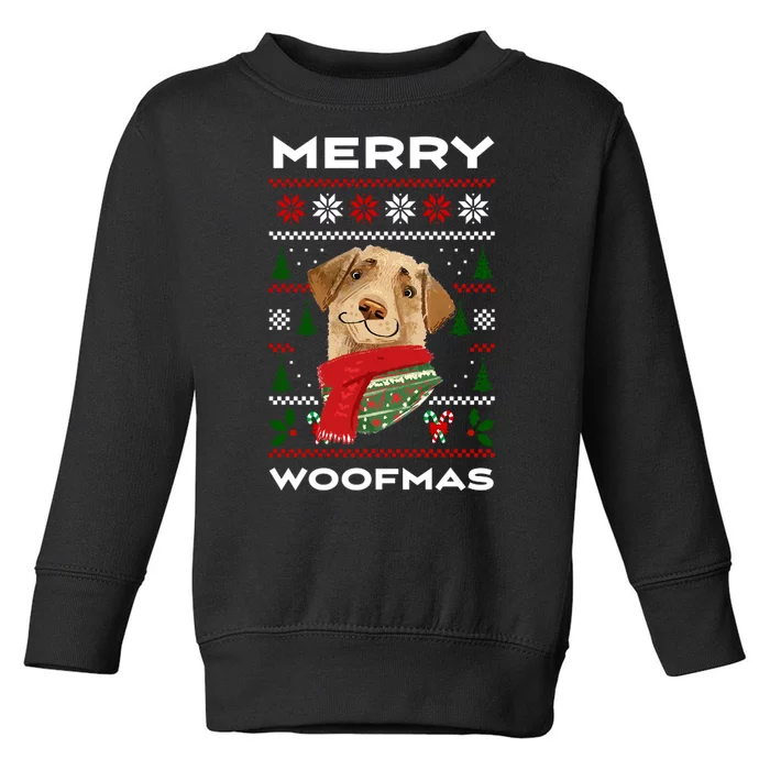 Merry Woofmas Cute Dog Ugly Christmas Toddler Sweatshirt