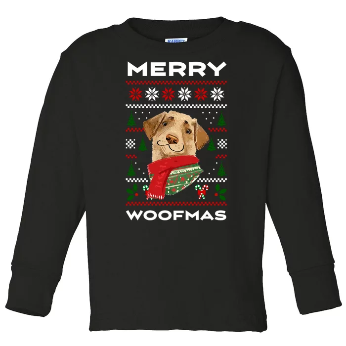 Merry Woofmas Cute Dog Ugly Christmas Toddler Long Sleeve Shirt