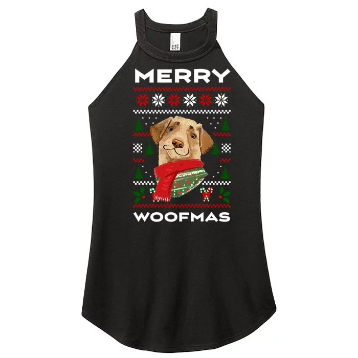 Merry Woofmas Cute Dog Ugly Christmas Women’s Perfect Tri Rocker Tank