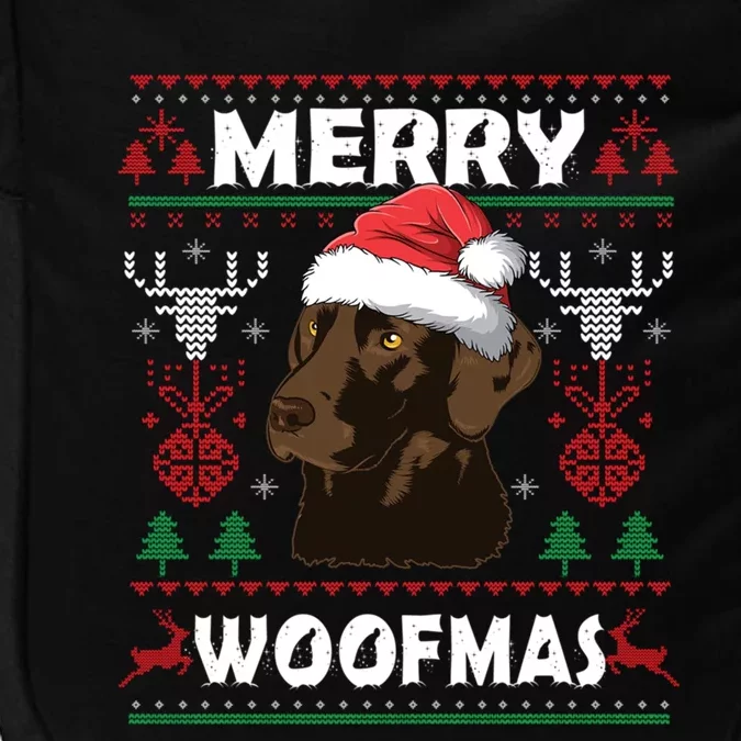 Merry Woofmas Chocolate Lab Santa Claus Dog Christmas Gift Impact Tech Backpack