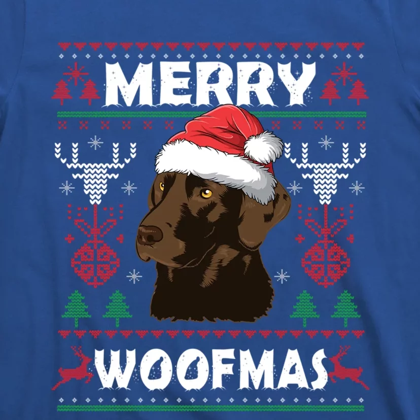 Merry Woofmas Chocolate Lab Santa Claus Dog Christmas Gift T-Shirt