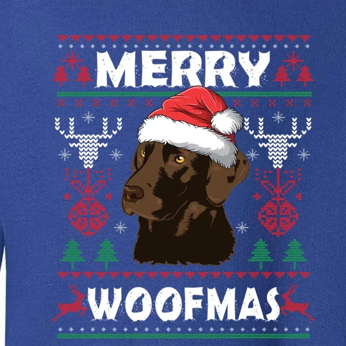 Merry Woofmas Chocolate Lab Santa Claus Dog Christmas Gift Toddler Sweatshirt