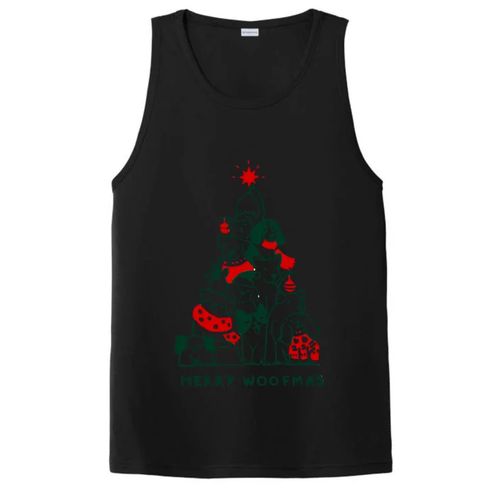 Merry Woofmas Christmas Tree Graphics Gift Performance Tank