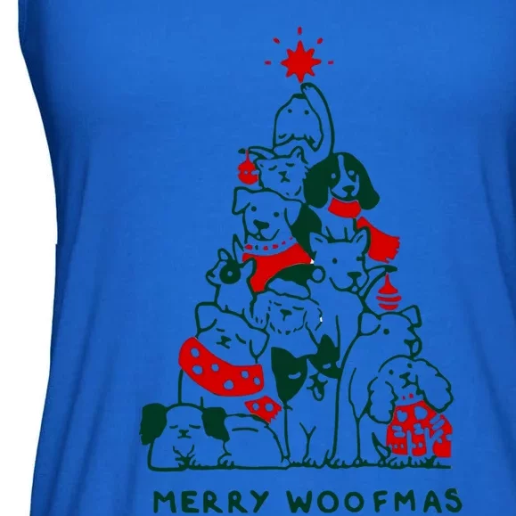 Merry Woofmas Christmas Tree Graphics Gift Ladies Essential Flowy Tank