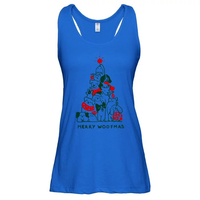 Merry Woofmas Christmas Tree Graphics Gift Ladies Essential Flowy Tank