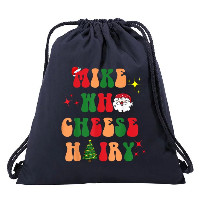 Mike Who Cheese Hairy Funny Word Play Retro Groovy Christmas Gift Drawstring Bag