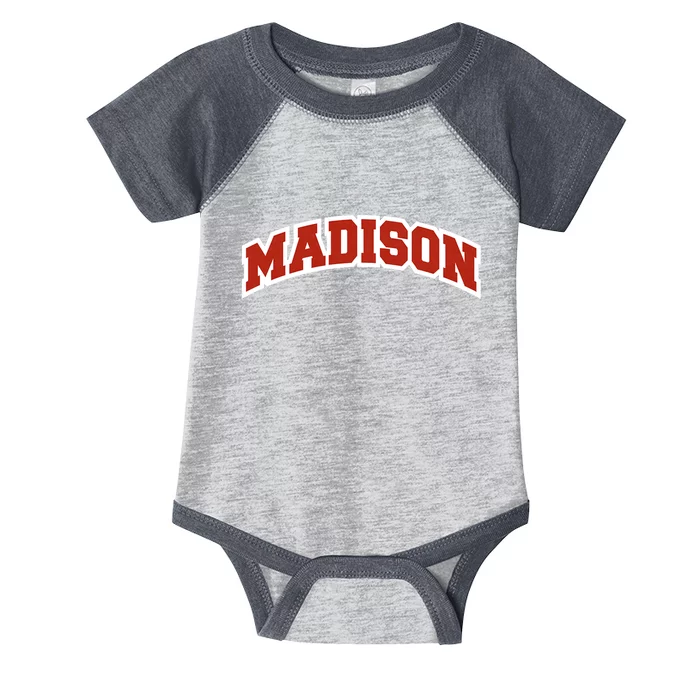 Madison Wisconsin Classic Athletic Sports Infant Baby Jersey Bodysuit