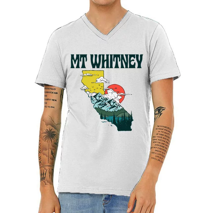 Mount Whitney California Outdoors Nature & Mountains Hiking V-Neck T-Shirt