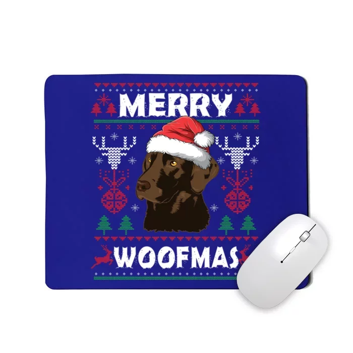 Merry Woofmas Chocolate Lab Santa Claus Dog Christmas Gift Mousepad