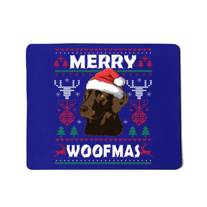 Merry Woofmas Chocolate Lab Santa Claus Dog Christmas Gift Mousepad