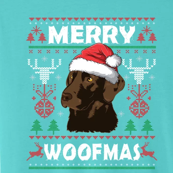 Merry Woofmas Chocolate Lab Santa Claus Dog Christmas Gift ChromaSoft Performance T-Shirt