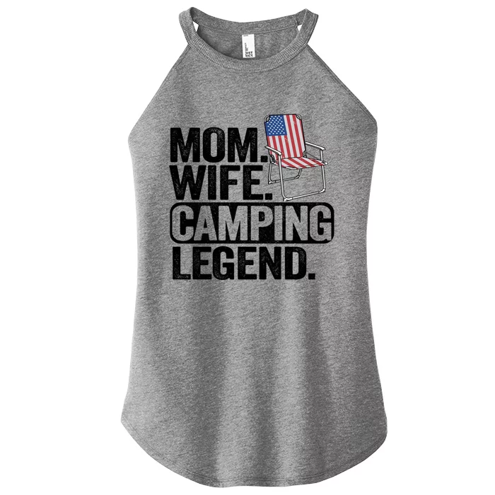 Mom Wife Camping Legend Camper American Flag Camping Gift Women’s Perfect Tri Rocker Tank