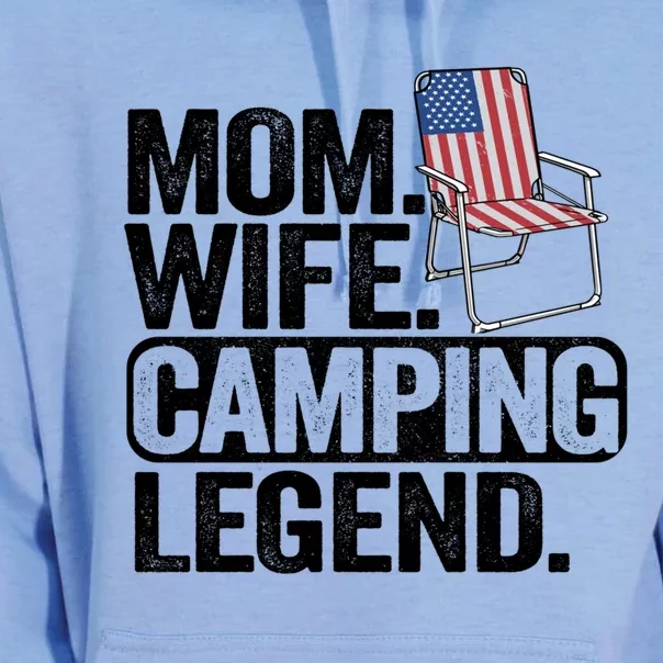 Mom Wife Camping Legend Camper American Flag Camping Gift Unisex Surf Hoodie