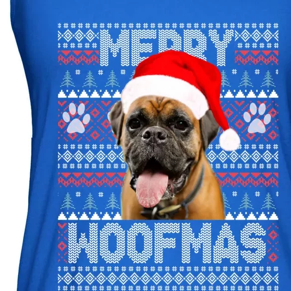 Merry Woofmas Cute Boxer With Santa Hat Dog Fans Cool Gift Ladies Essential Flowy Tank