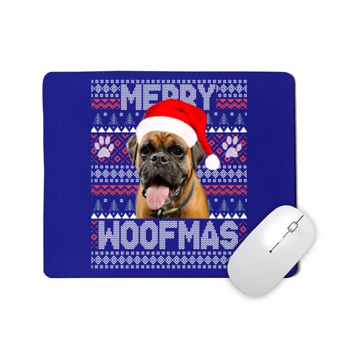 Merry Woofmas Cute Boxer With Santa Hat Dog Fans Cool Gift Mousepad