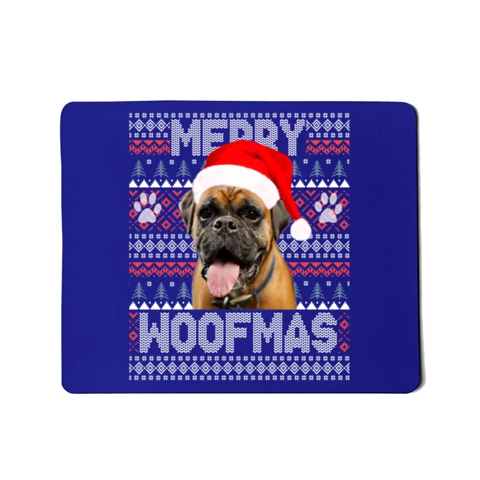 Merry Woofmas Cute Boxer With Santa Hat Dog Fans Cool Gift Mousepad