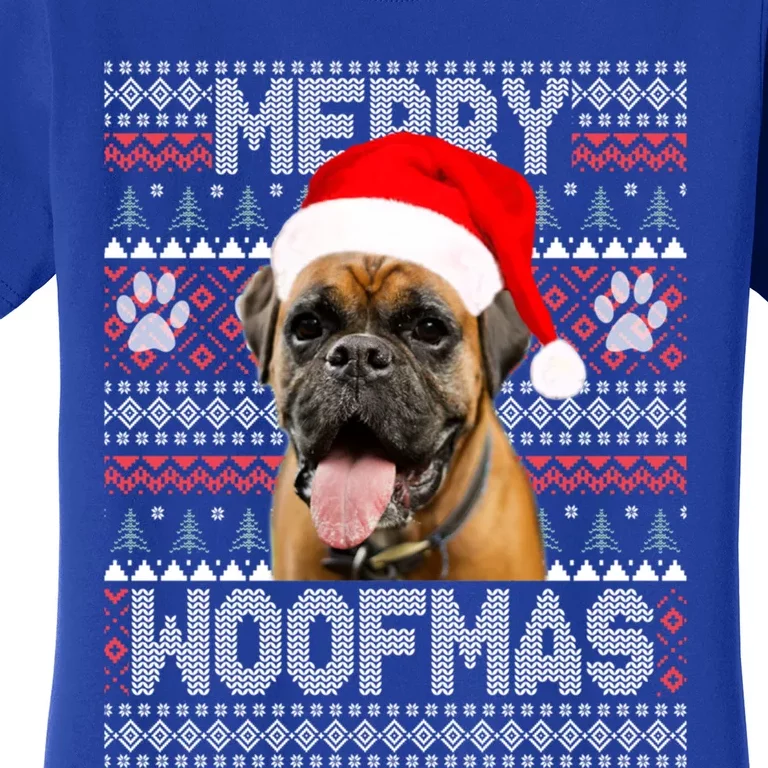 Merry Woofmas Cute Boxer With Santa Hat Dog Fans Cool Gift Women's T-Shirt