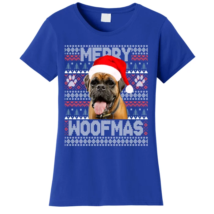 Merry Woofmas Cute Boxer With Santa Hat Dog Fans Cool Gift Women's T-Shirt