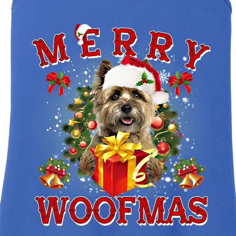 Merry Woofmas Cairn Terrier Christmas Ornats Gift Ladies Essential Tank