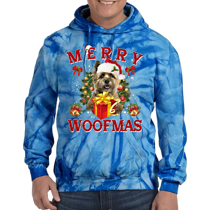 Merry Woofmas Cairn Terrier Christmas Ornats Gift Tie Dye Hoodie