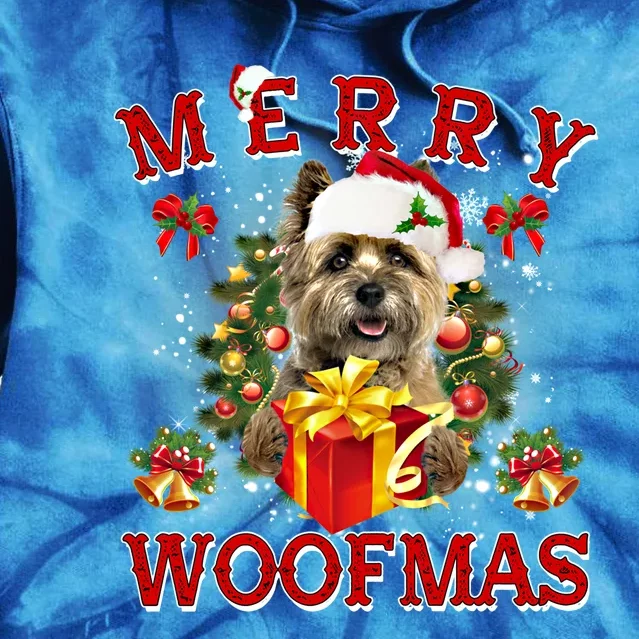 Merry Woofmas Cairn Terrier Christmas Ornats Gift Tie Dye Hoodie