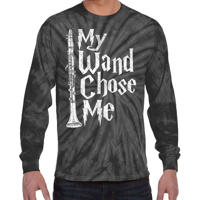 My Wand Chose Me Clarinet Player Clarinetist Music Lover Tie-Dye Long Sleeve Shirt