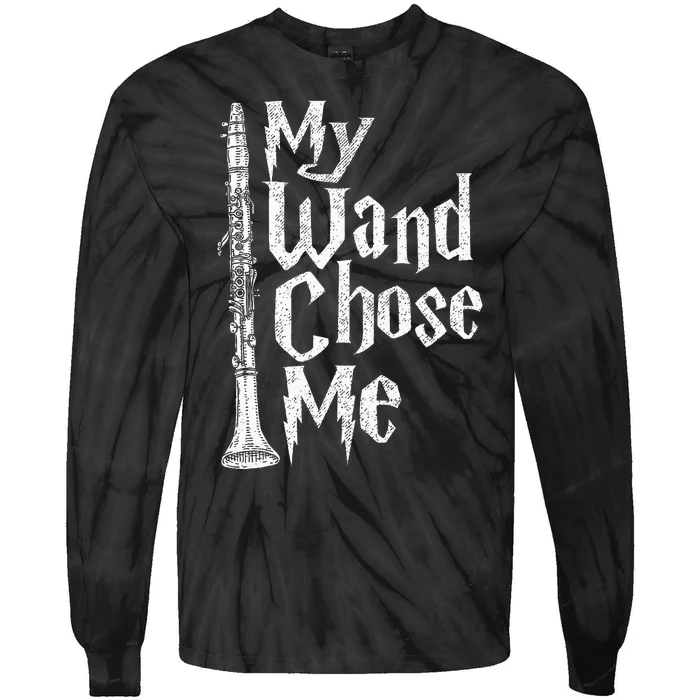 My Wand Chose Me Clarinet Player Clarinetist Music Lover Tie-Dye Long Sleeve Shirt