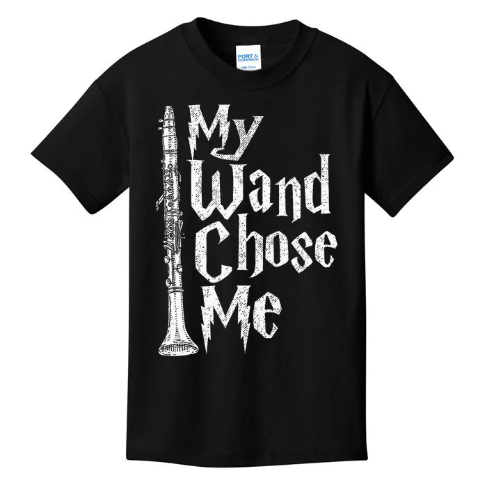 My Wand Chose Me Clarinet Player Clarinetist Music Lover Kids T-Shirt